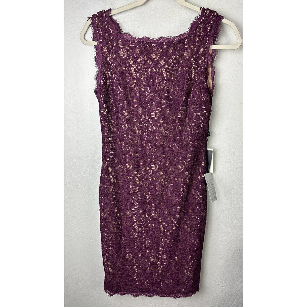 NWT Adrianna Papell Embroidered Lace Sheath Midi Dress Maroon Size 2 $145
